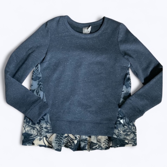 Anthropologie Vanessa Virginia Navy Blue Embroidered Lace Tulle Back Top SZ M - Picture 4 of 14